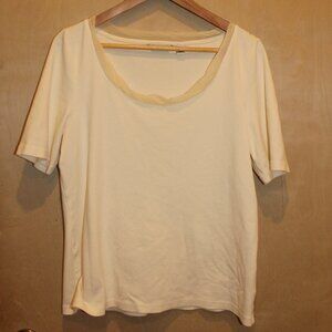 Liz Claiborne Womans Wide Neck Short Sleeved Shirt with Sheer Neck Accent, XL